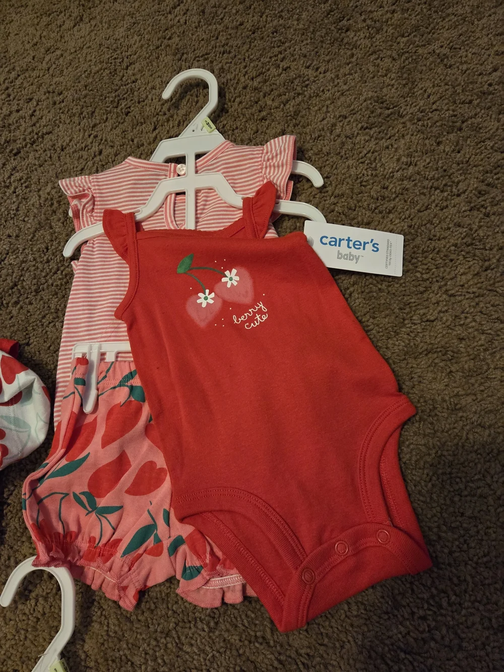 Carter's Red Heart Print Dress with Yellow Gingham & Striped Outfit Mix